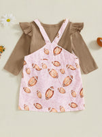Conjunto de 2 piezas de ropa de otoño para bebés y niñas pequeñas, mono de manga larga y vestido con estampado de fútbol