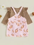Conjunto de 2 piezas de ropa de otoño para bebés y niñas pequeñas, mono de manga larga y vestido con estampado de fútbol
