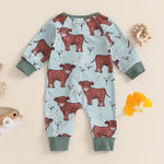 Mono de otoño con cremallera y manga larga con estampado de vaca de las Tierras Altas para bebés