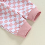 Conjunto de 2 piezas para bebé y niño pequeño, para hermano o hermana mayor, de otoño, con jersey de manga larga con bordado de letras y pantalones a cuadros