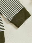 Conjunto de ropa infantil de 2 piezas con top de pato bordado de manga larga y pantalones a rayas para bebés y niños pequeños