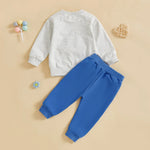 Conjunto de 2 piezas para bebé niño pequeño, traje de cumpleaños para niño, jersey de manga larga con bordado de globo y letras, cuello redondo, pantalones de chándal lisos con cintura elástica