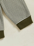 Conjunto de ropa infantil de 2 piezas con top de pato bordado de manga larga y pantalones a rayas para bebés y niños pequeños