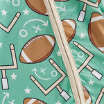 Mono de manga larga para bebé niño con estampado de fútbol y cremallera frontal para otoño