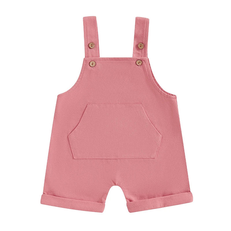 Mono para bebé, niño y niña, sin mangas, cuello cuadrado, bolsillo delantero, tirantes, pantalones cortos, mono