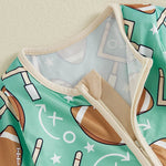 Mono de manga larga para bebé niño con estampado de fútbol y cremallera frontal para otoño