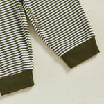 Conjunto de ropa infantil de 2 piezas con top de pato bordado de manga larga y pantalones a rayas para bebés y niños pequeños