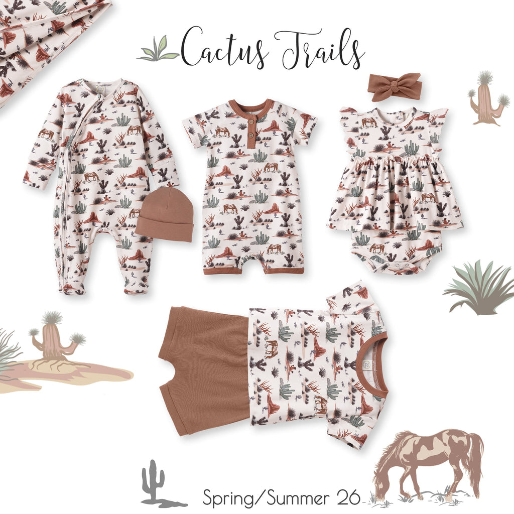 Pelele con cremallera para bebé – Pijama suave con estampado de cactus y bambú.