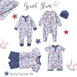 Pelele corto de bambú con estampado de béisbol Grand Slam para bebés niños