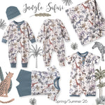 Pelele Henley de bambú con estampado de safari en la jungla para bebés niños