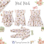 Pelele para bebé niña con estampado de pétalos – Bambú con puños convertibles