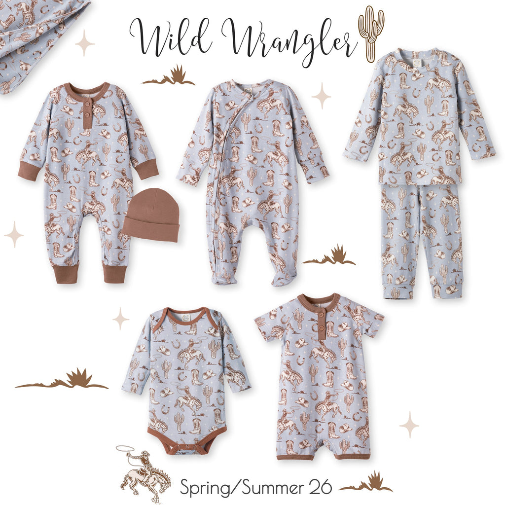 Mono de bambú con cremallera para bebé niño Wild Wrangler/Blue Western