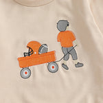 Conjunto de 2 piezas de pantalones deportivos con cordón y parte superior bordada de fútbol de manga larga para bebés y niños pequeños de otoño