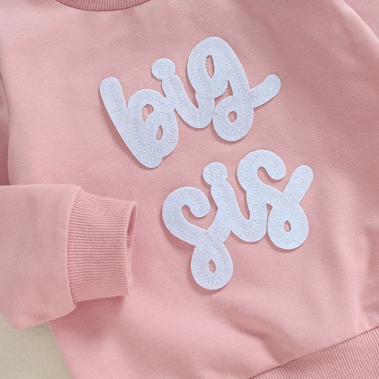 Conjunto de 2 piezas para bebé y niño pequeño, para hermano o hermana mayor, de otoño, con jersey de manga larga con bordado de letras y pantalones a cuadros