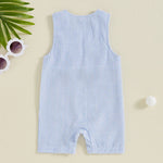 Mono de verano para bebé niño, sin mangas, cuello redondo, a rayas, bordado, carrito de golf