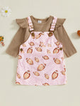 Conjunto de 2 piezas de ropa de otoño para bebés y niñas pequeñas, mono de manga larga y vestido con estampado de fútbol