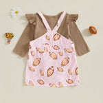 Conjunto de 2 piezas de ropa de otoño para bebés y niñas pequeñas, mono de manga larga y vestido con estampado de fútbol
