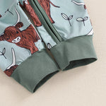 Mono de otoño con cremallera y manga larga con estampado de vaca de las Tierras Altas para bebés