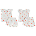 Conjunto de 2 piezas de camiseta con mangas cortas y cintura elástica con volantes para bebé y niña pequeña, conjunto de verano