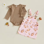 Conjunto de 2 piezas de ropa de otoño para bebés y niñas pequeñas, mono de manga larga y vestido con estampado de fútbol