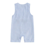 Mono de verano para bebé niño, sin mangas, cuello redondo, a rayas, bordado, carrito de golf