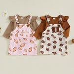 Conjunto de 2 piezas de ropa de otoño para bebés y niñas pequeñas, mono de manga larga y vestido con estampado de fútbol