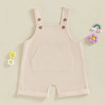 Mono para bebé, niño y niña, sin mangas, cuello cuadrado, bolsillo delantero, tirantes, pantalones cortos, mono