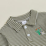 Conjunto de ropa infantil de 2 piezas con top de pato bordado de manga larga y pantalones a rayas para bebés y niños pequeños