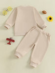 Conjunto de 2 piezas de pantalones deportivos con cordón y parte superior bordada de fútbol de manga larga para bebés y niños pequeños de otoño
