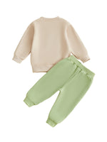 Conjunto de 2 piezas para bebé niño pequeño, traje de cumpleaños para niño, jersey de manga larga con bordado de globo y letras, cuello redondo, pantalones de chándal lisos con cintura elástica