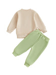 Conjunto de 2 piezas para bebé niño pequeño, traje de cumpleaños para niño, jersey de manga larga con bordado de globo y letras, cuello redondo, pantalones de chándal lisos con cintura elástica
