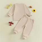 Conjunto de 2 piezas de pantalones deportivos con cordón y parte superior bordada de fútbol de manga larga para bebés y niños pequeños de otoño