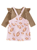 Conjunto de 2 piezas de ropa de otoño para bebés y niñas pequeñas, mono de manga larga y vestido con estampado de fútbol