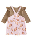 Conjunto de 2 piezas de ropa de otoño para bebés y niñas pequeñas, mono de manga larga y vestido con estampado de fútbol