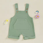 Mono para bebé, niño y niña, sin mangas, cuello cuadrado, bolsillo delantero, tirantes, pantalones cortos, mono