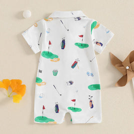Mono de golf para bebé niño y niña, con cuello de solapa y botones, manga corta, ropa de verano