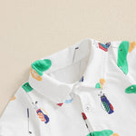 Mono de golf para bebé niño y niña, con cuello de solapa y botones, manga corta, ropa de verano