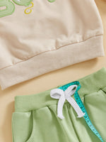 Conjunto de 2 piezas para bebé niño pequeño, traje de cumpleaños para niño, jersey de manga larga con bordado de globo y letras, cuello redondo, pantalones de chándal lisos con cintura elástica