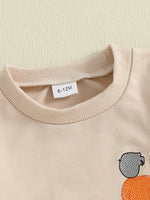 Conjunto de 2 piezas de pantalones deportivos con cordón y parte superior bordada de fútbol de manga larga para bebés y niños pequeños de otoño