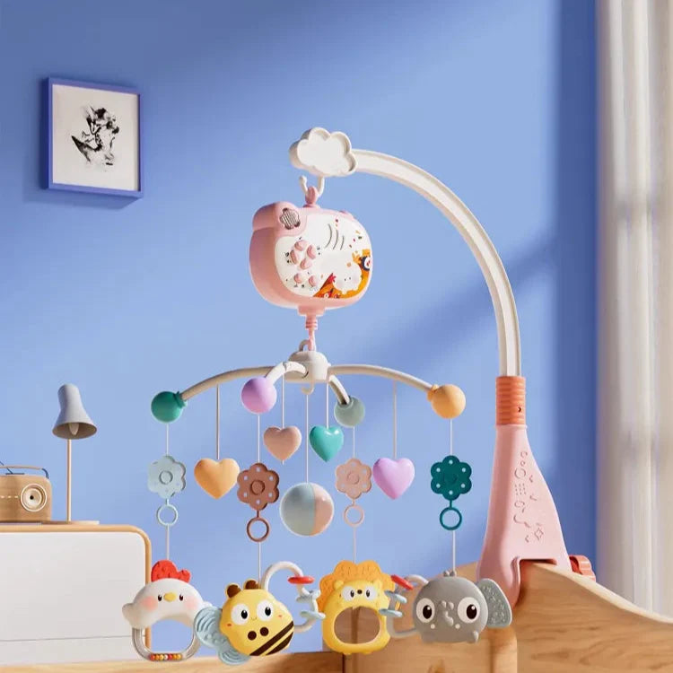 Móvil musical para cuna de bebé: campanas giratorias con melodías relajantes para el sueño y el desarrollo del recién nacido.