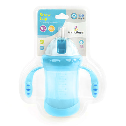 Taza con pajita Primo Passi en azul (7 oz)