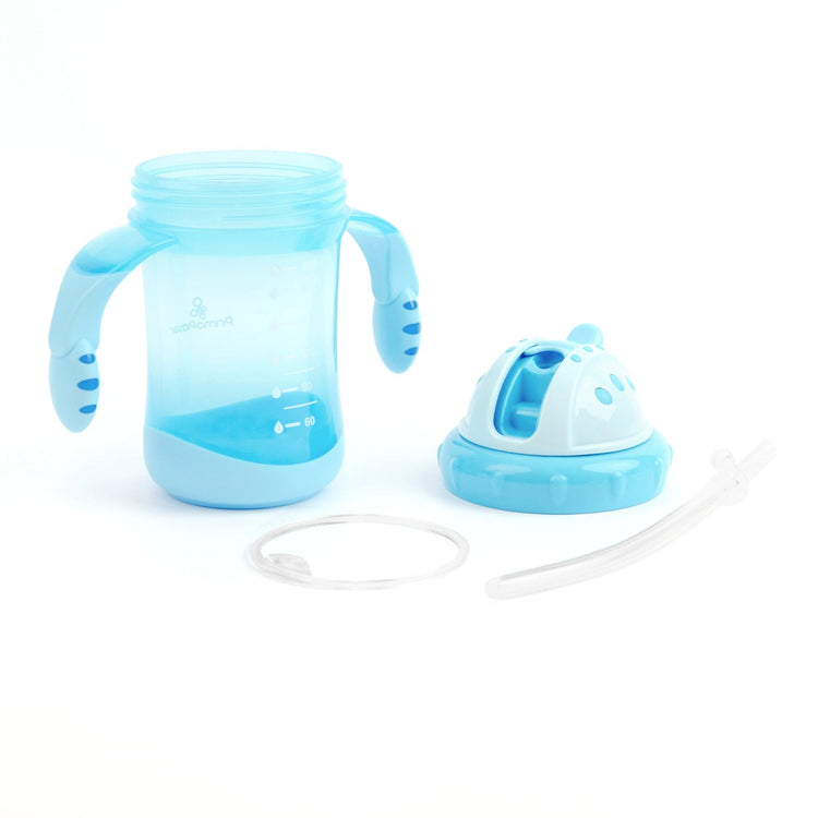 Taza con pajita Primo Passi en azul (7 oz)