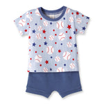 Conjunto de camiseta de béisbol Grand Slam de bambú y pantalones cortos de algodón para niños