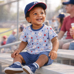 Conjunto de camiseta de béisbol Grand Slam de bambú y pantalones cortos de algodón para niños