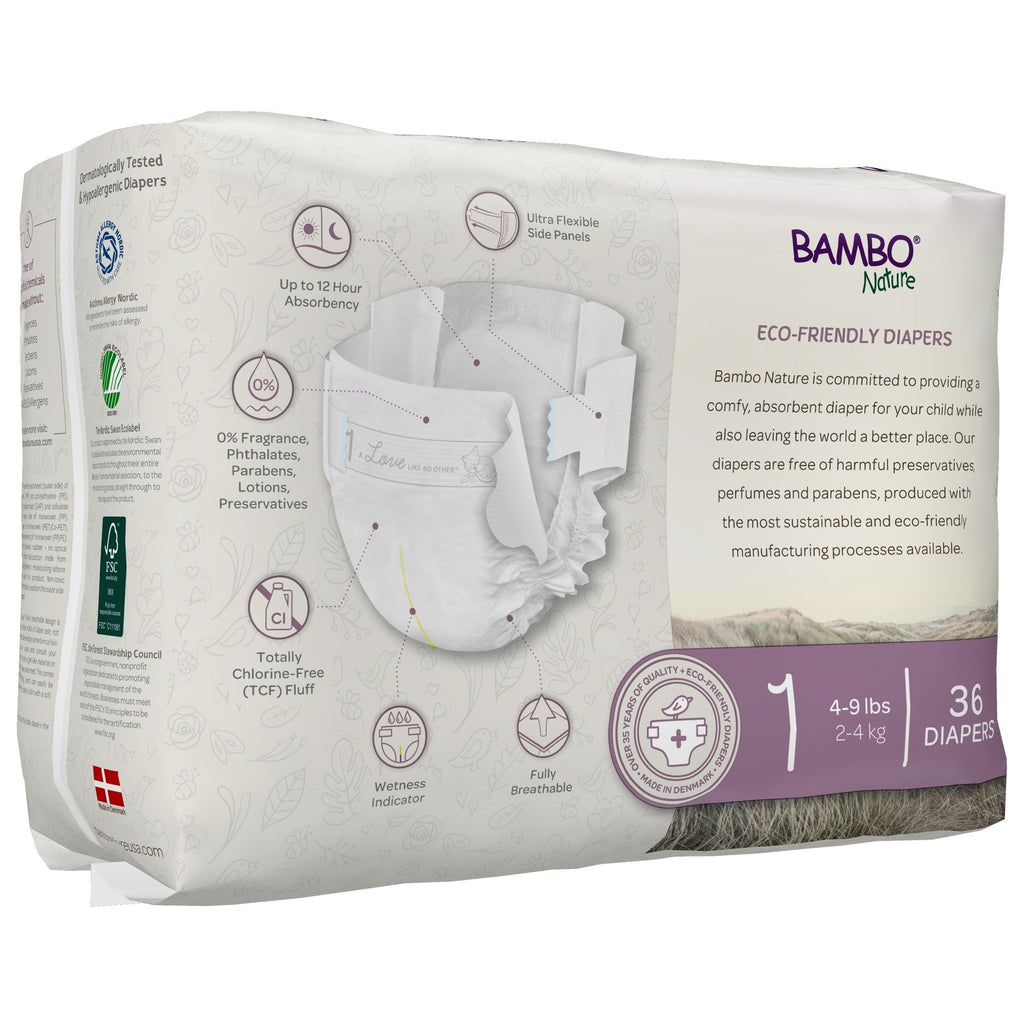 Pañales ecológicos para bebé Bambo Nature Dream, talla 1
