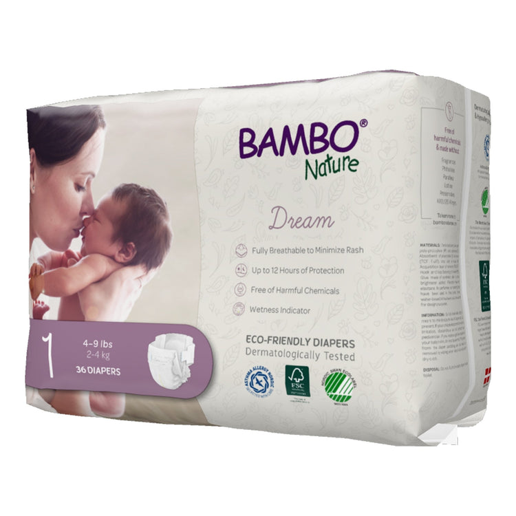 Pañales ecológicos para bebé Bambo Nature Dream, talla 1