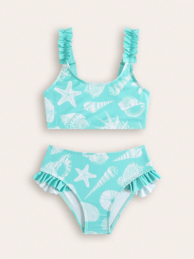 Bonito traje de baño de dibujos animados para niñas y bebés.