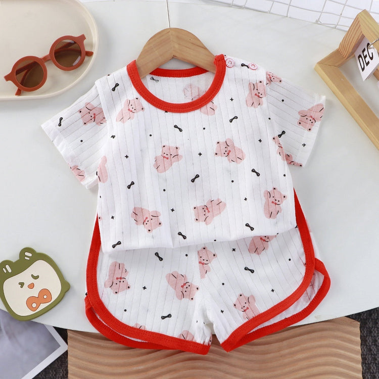 Conjunto de dos piezas de camiseta de manga corta para bebé, ideal para el verano.