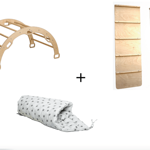 Arco de escalada con rampa y cojín de estrella | Juego de trepa de madera