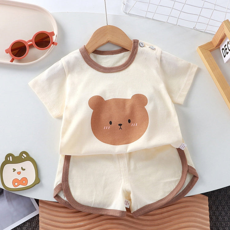 Conjunto de dos piezas de camiseta de manga corta para bebé, ideal para el verano.